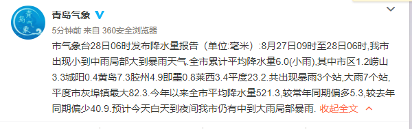 8级阵风携强降雨到货！岛城今天阴有中到大雨局部暴雨