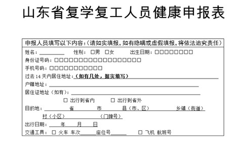 山東啟用復工復學人員健康通行卡 連續14天無這些癥狀就可申辦