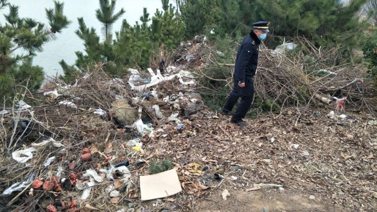 「倾倒垃圾」即墨一男子图方便将垃圾倾倒路边 执法人员：限期清理干净