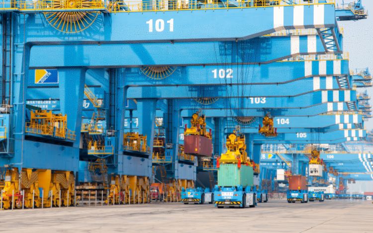 『44.6』桥吊单机作业效率达到44.6自然箱/小时 山东港口青岛港“连钢创新团队”再破世界纪录