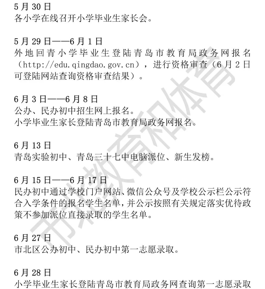 重磅！市南、市北、李沧、崂山义务教育招生政策公布