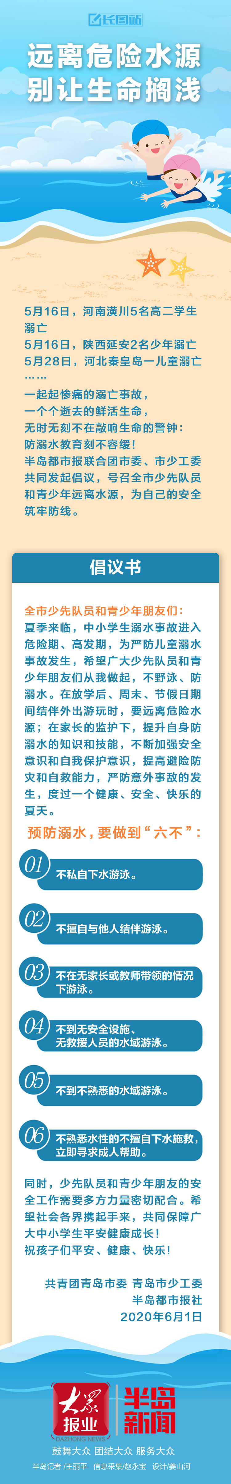 查收@青岛人，你有一份来自半岛都市报、团市委、市少工委的倡议书