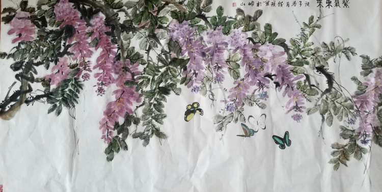 山水潋滟春色好 花鸟虫鱼也动人 孙俊英国画作品欣赏