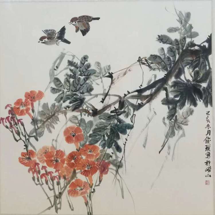 山水潋滟春色好 花鸟虫鱼也动人 孙俊英国画作品欣赏