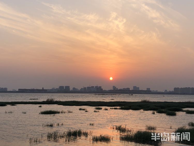 落日余晖青岛胶州湾国家级海洋公园：落日余晖 晚霞醉人