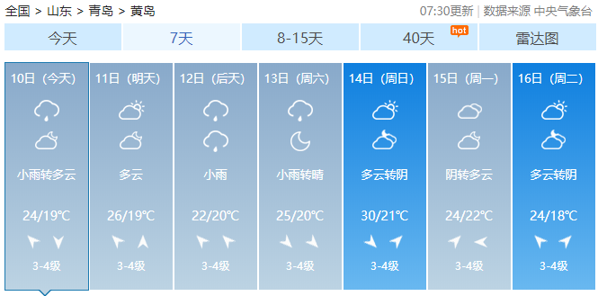 雾雨蒙蒙！6月10日青岛阴有阵雨 山东明后两天雨势渐加强