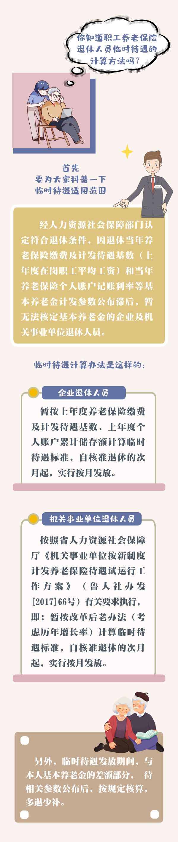 山东人退休人员临时养老待遇是个啥？如何计算？山东人社告诉你