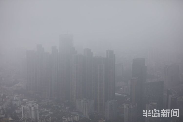 雾锁青岛沿海一线雾气缭绕 预计明天起天气转晴