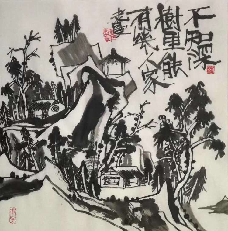 一杯在手 笑傲王侯 刘曼华山水人物作品欣赏