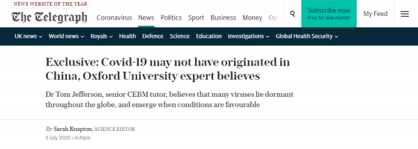 牛津大学最新研究：新冠病毒长期全球“蛰伏” 病毒可能并非源自中国