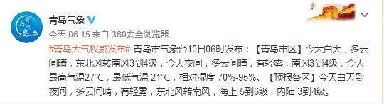 |高考最后一天青岛市区最高27℃ 周末有雨出门记得带伞