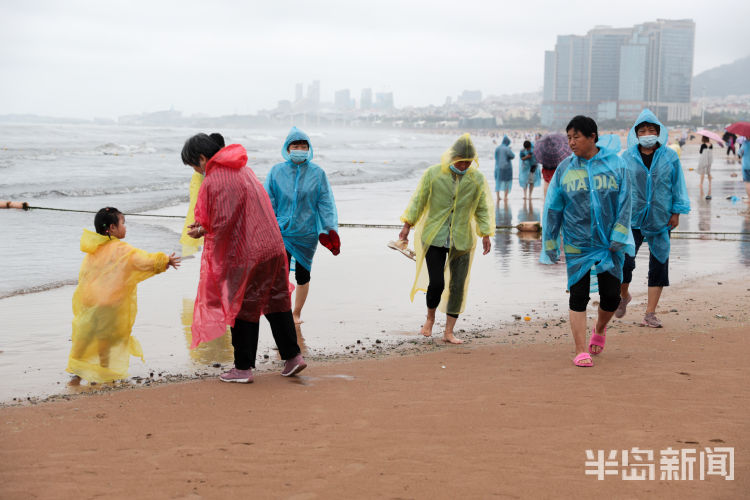 拾趣|石老人海水浴场：海边拾趣 风雨挡不住