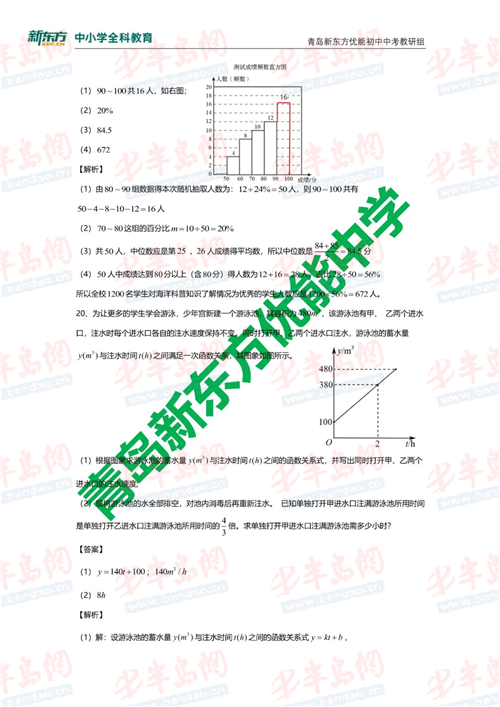 2020年青岛中考数学答案解析及试卷点新鲜出炉(最新发布)