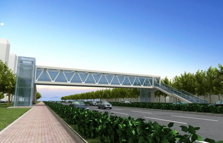 环湾|青岛环湾大道三座人行天桥正进行管线和绿化迁移