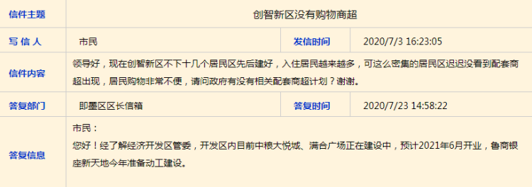 创智|即墨创智新区中粮大悦城预计2021年开业 还将添多个大型商超