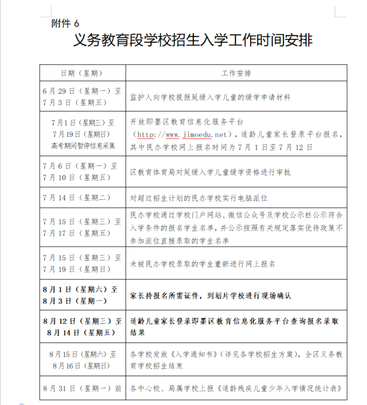 即墨|8月1日至3日 2020年即墨区义务教育段现场确认