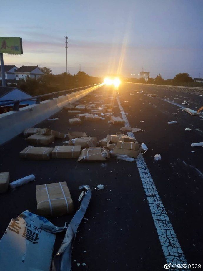 |高速公路遇车祸后货物遭哄抢 临沂网友：10吨猪肉只剩3吨 车门也被拉走了