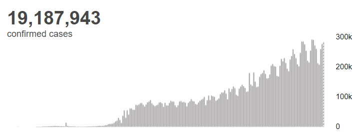 |世卫组织：全球新冠肺炎确诊病例超过1918万例