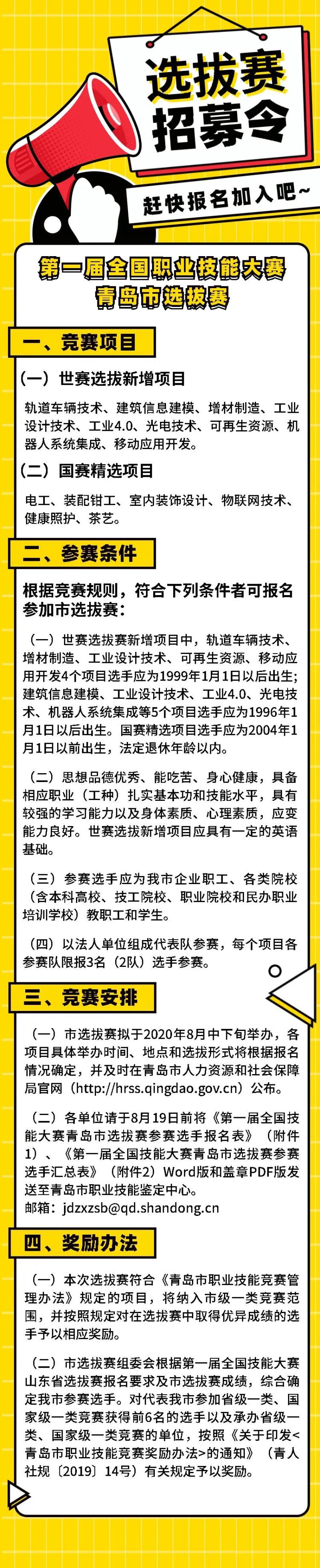 选拔赛|周知！第一届全国职业技能大赛青岛市选拔赛开始报名
