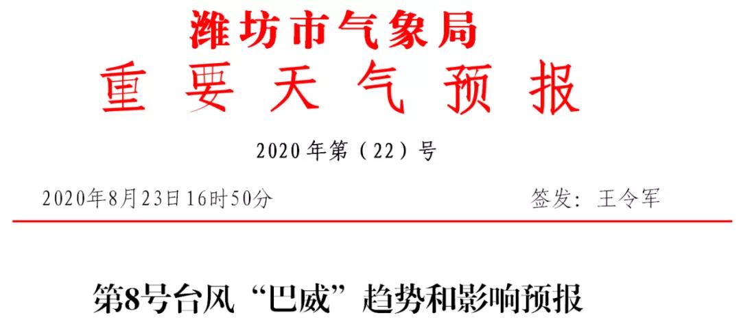 |潍坊发布重要天气预报！今年最强台风“巴威”来袭！