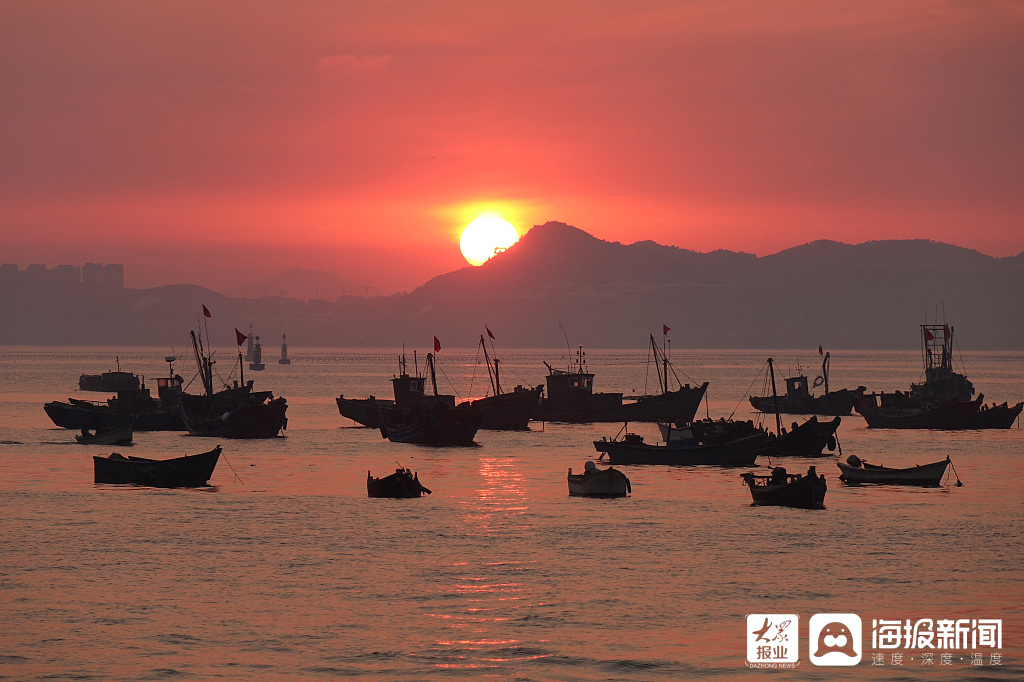 青岛:夕阳熔金美不胜收-半岛网