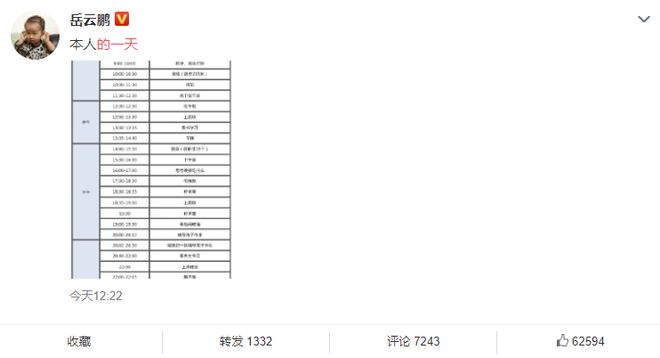 |岳云鹏分享自己一天的时间表 网友：时间管理大师