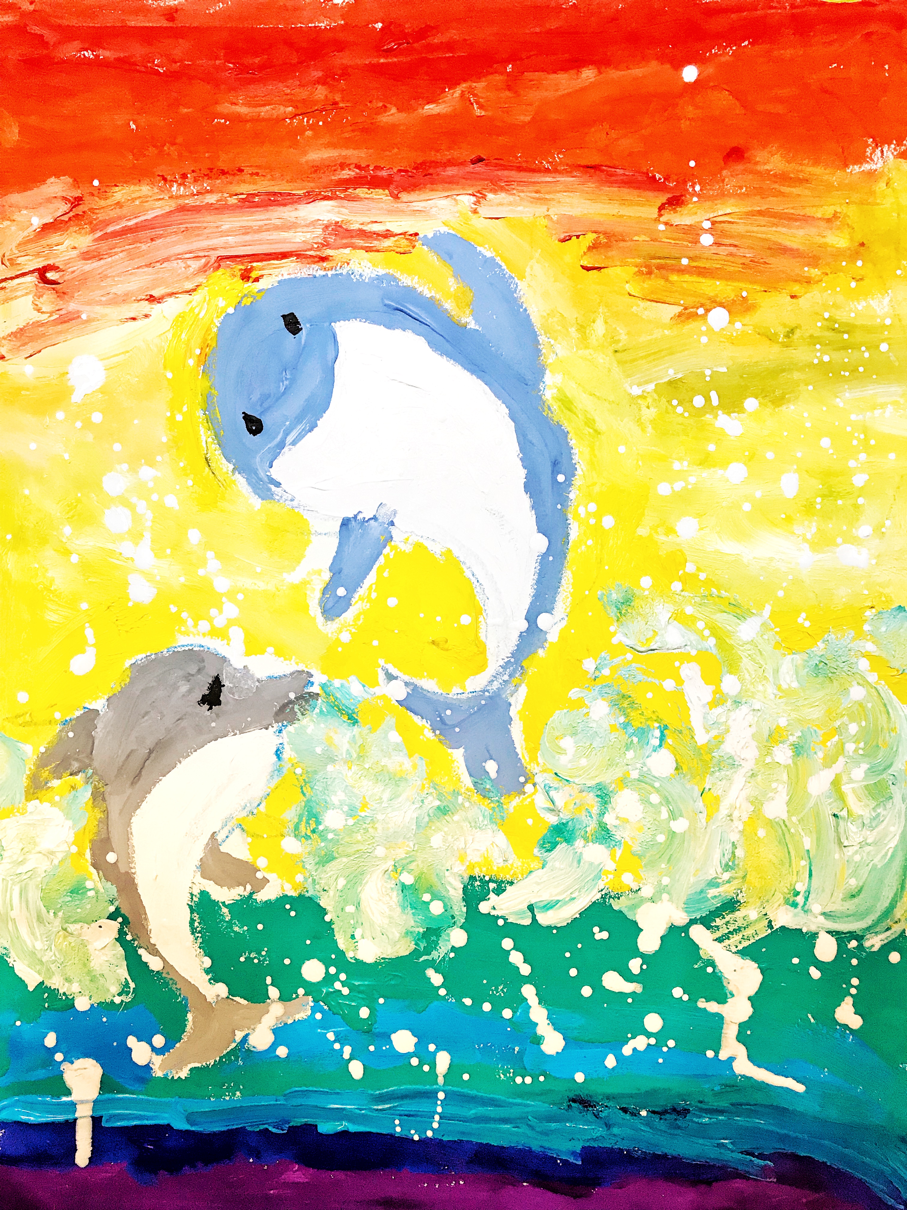 编号:25208 作品题目:海豚 作品形式(如:油画,国画等:水粉 作者姓名