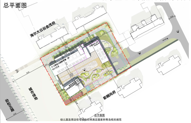 从项目总平面图看,项目主要建设3f,12班幼儿园等.