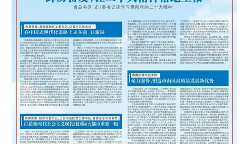 深入学习贯彻党的二十大精神，青岛各区（市）委书记这样说