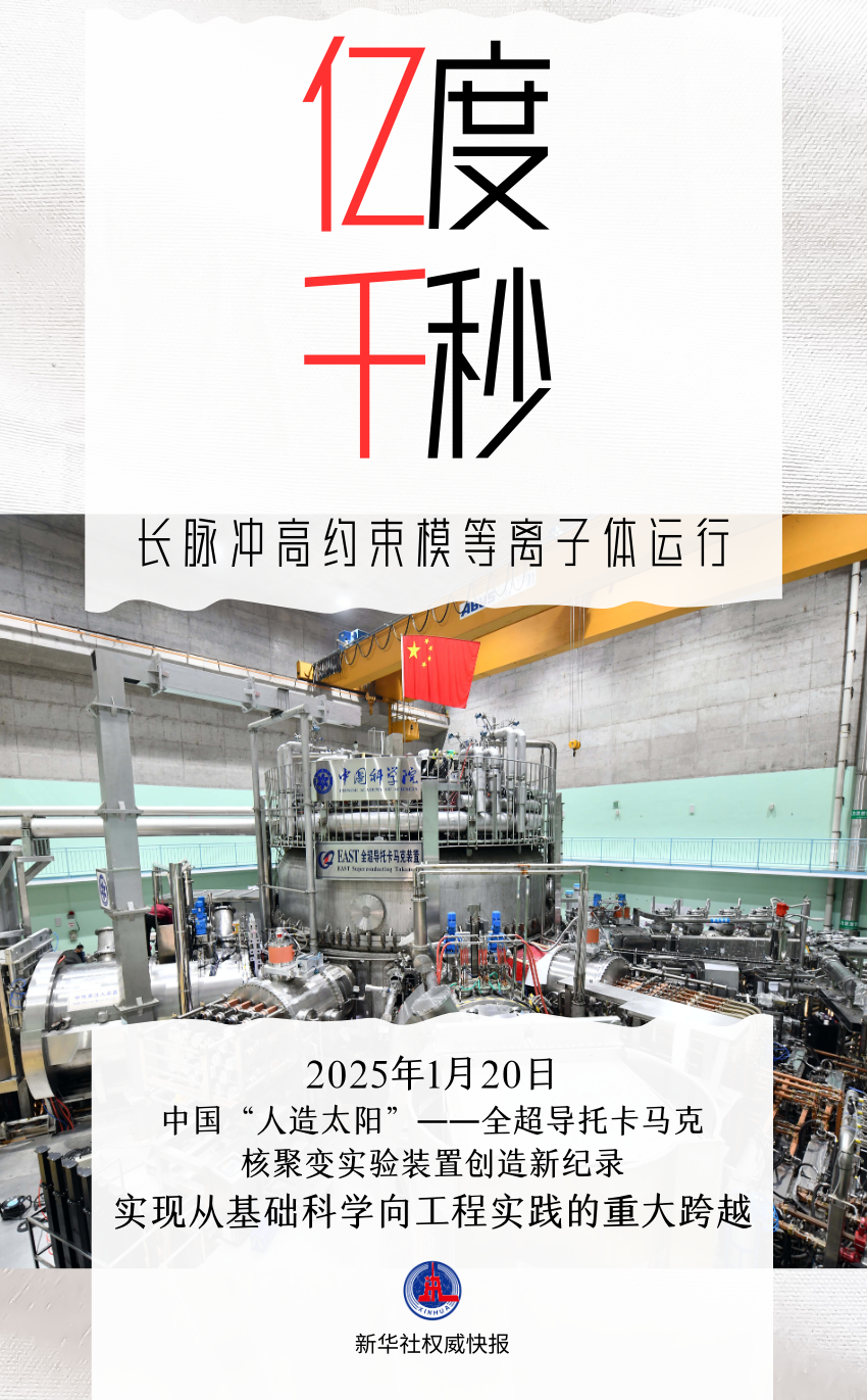 新跨越!中国“人造太阳”创造“亿度千秒”世界纪录