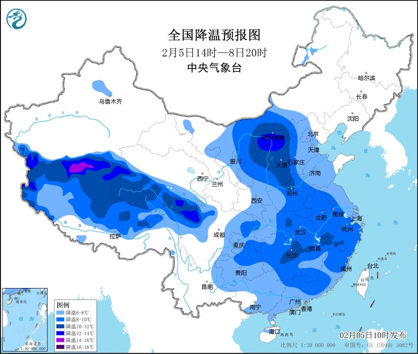 中央气象台发布蛇年首个寒潮预警:南方局地降温可超10℃