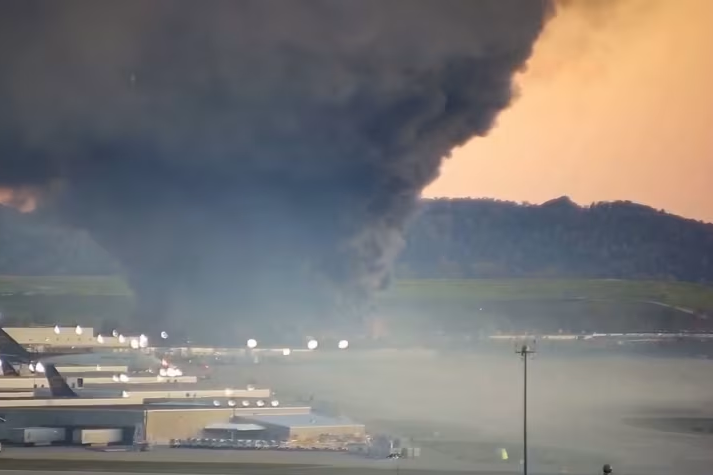 美货机坠毁细节披露：飞机起飞时左翼起火 引擎脱落