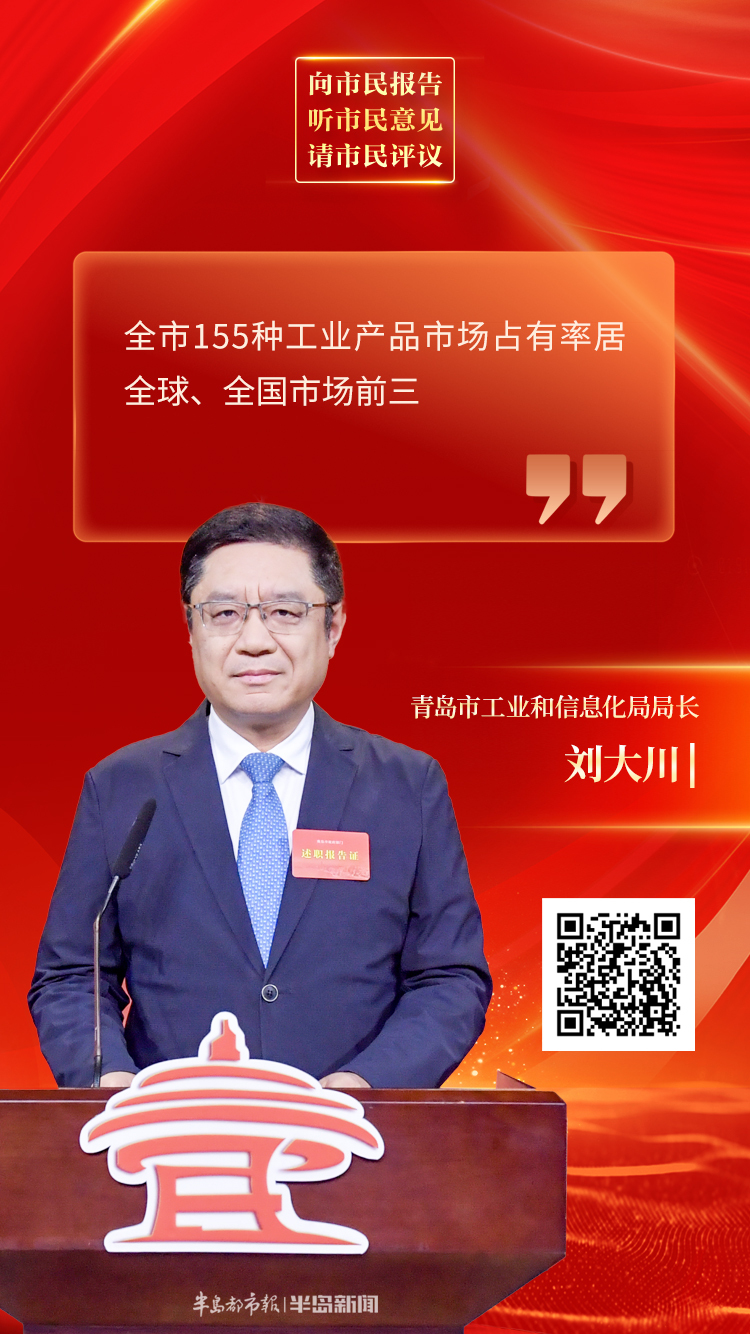“三民”活动|青岛市工业和信息化局局长刘大川：全市155种工业产品市场占有率居全球、全国市场前三