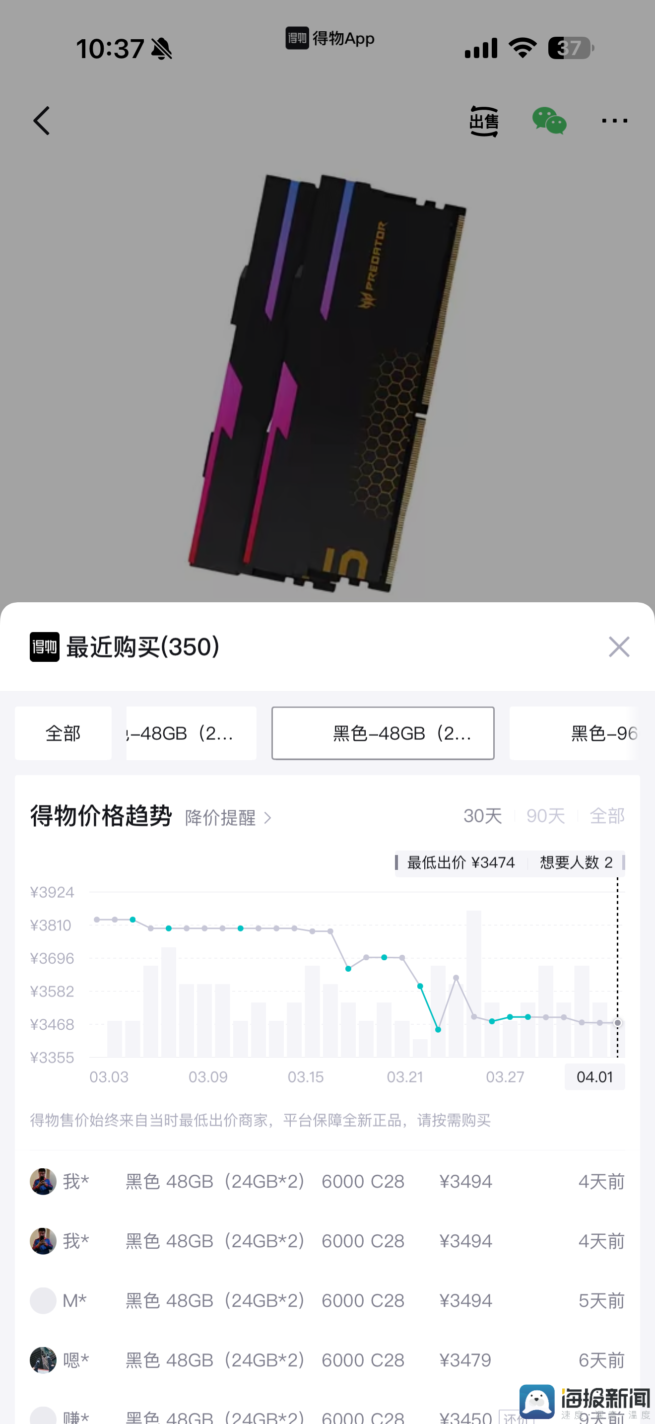 囤货商家顶不住了？内存条价格已连续2天下跌超100元