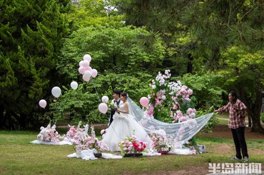 浪漫520，百花苑新人扎堆拍婚纱照