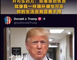 特朗普发AI视频变身医生开可乐药方：如果感到焦虑，就喝杯可乐，你的生活会有显著不同