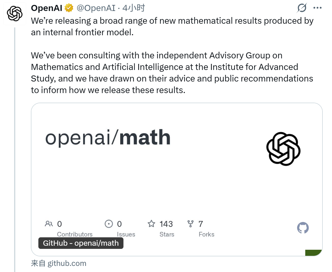 OpenAI发布722篇数学手稿，包含数百个“未解问题答案”
