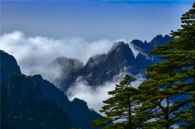 黃山現瀑布流雲壯美景觀