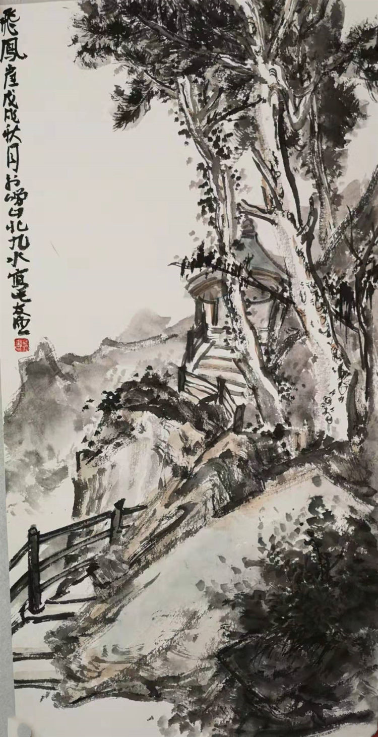 观象山飞凤崖靛缸湾来欣赏徐波笔下的水墨崂山