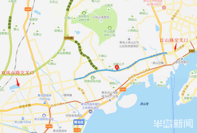 西海岸规划新增一条快速路主动脉设计时速80km