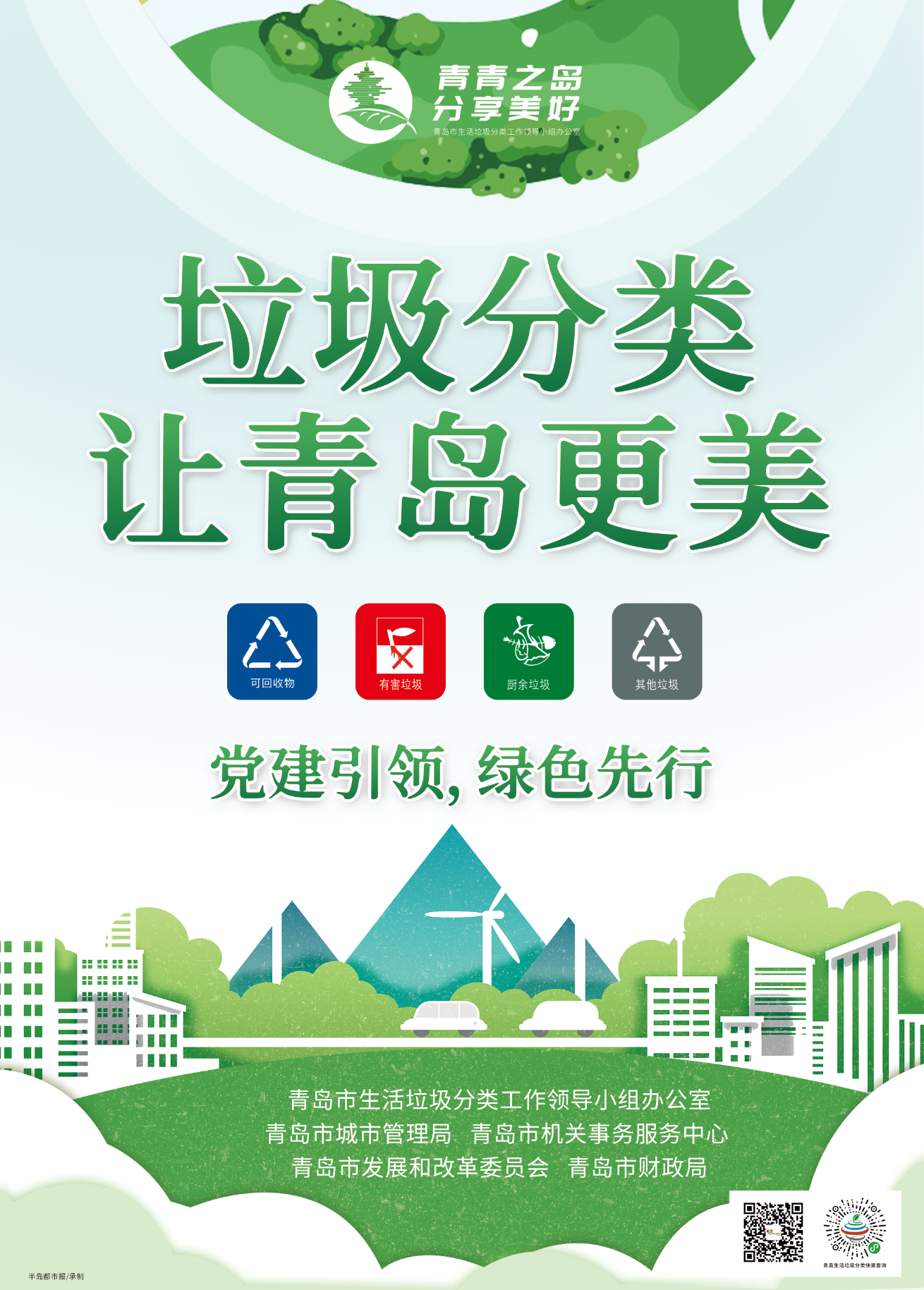 青岛市生活垃圾分类宣传海报垃圾分类让青岛更美