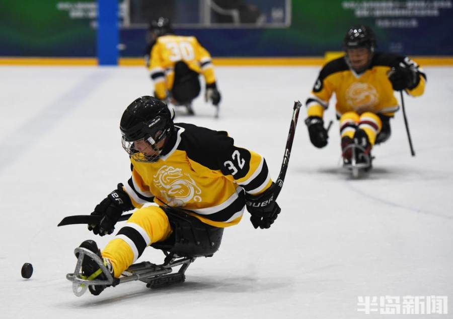 全国残运会冰球比赛在青开赛山东队111赢得首场胜利