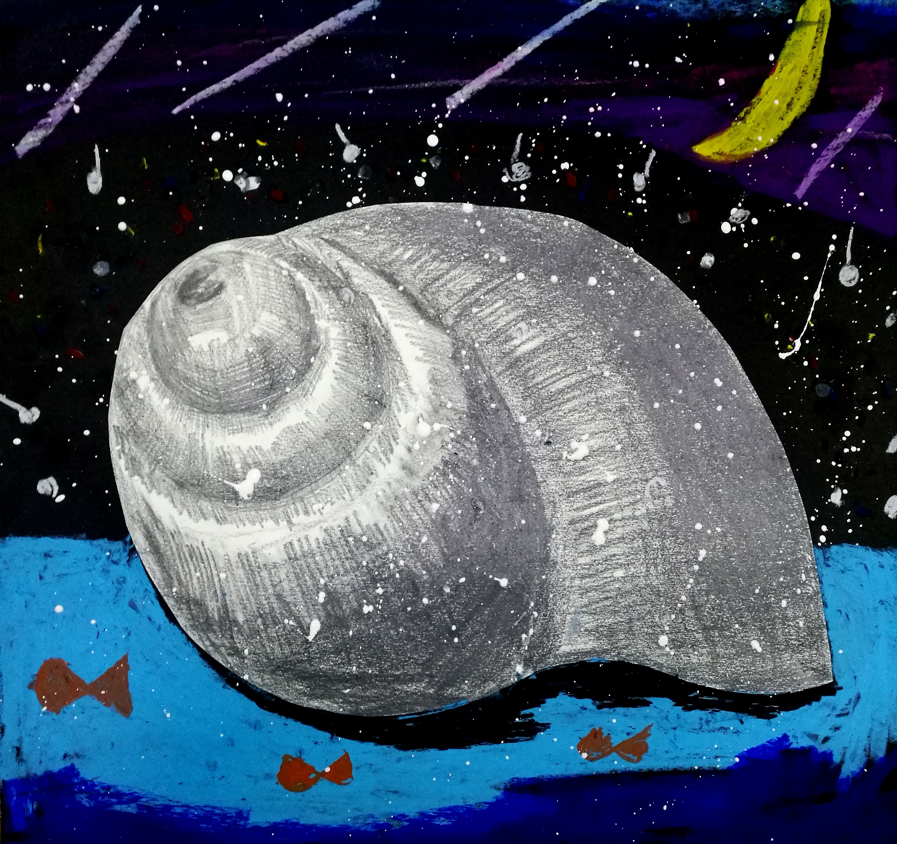 编号:25186 作品题目:海螺 作品形式(如:油画,国画等):创意素描 作者